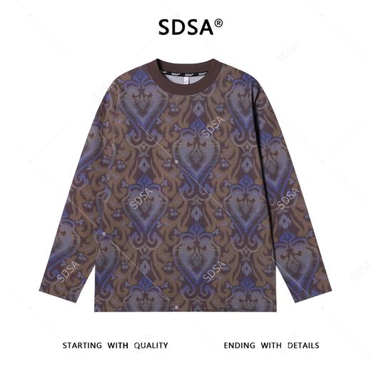 T4820SDSA男士秋冬新款痞帅男装宽松抽象爱心圆领长袖T恤复古高街上衣 商品图1