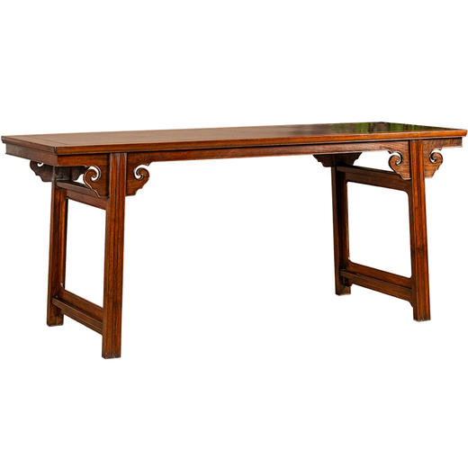 清	黄花梨镶瘿木夹头榫如意云纹画案 商品图5