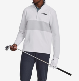 【2026新年冬装好礼】【商品热卖中，如无货将做自动退款】安德玛男士UA Storm高尔夫抓绒立领拼接运动卫衣1379723-100