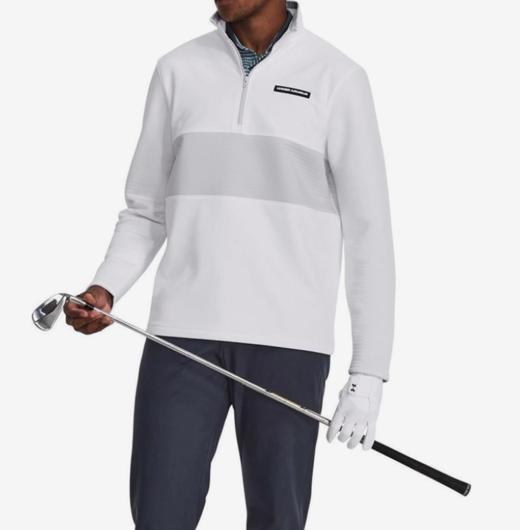 【2026新年冬装好礼】【商品热卖中，如无货将做自动退款】安德玛男士UA Storm高尔夫抓绒立领拼接运动卫衣1379723-100 商品图0