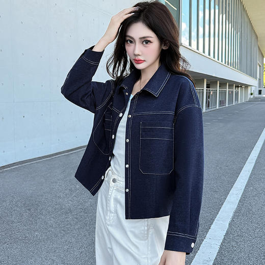 QYM 5928-Y牛仔外套单排扣休闲短款外套 商品图1