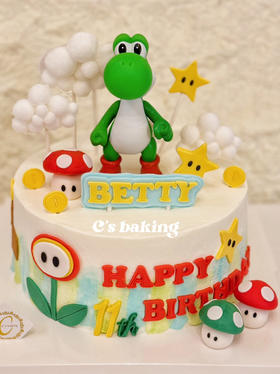 #SuperMario  #耀西YOSHI #超级马里奥/超级玛丽场景 忌廉蛋糕【半翻糖蛋糕需提前2天预订】（默认自提，收费配送请联系客服）