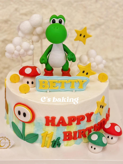 #SuperMario  #耀西YOSHI #超级马里奥/超级玛丽场景 忌廉蛋糕【半翻糖蛋糕需提前2天预订】（默认自提，收费配送请联系客服） 商品图0