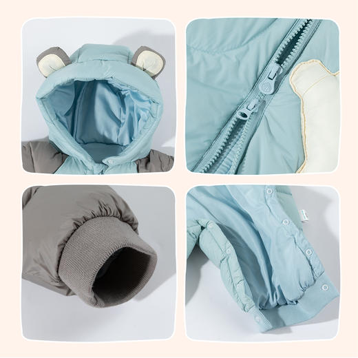 羽绒连体衣婴儿羽绒服宝宝冬装外出防风保暖连帽哈衣爬服ZB4EL015 商品图4