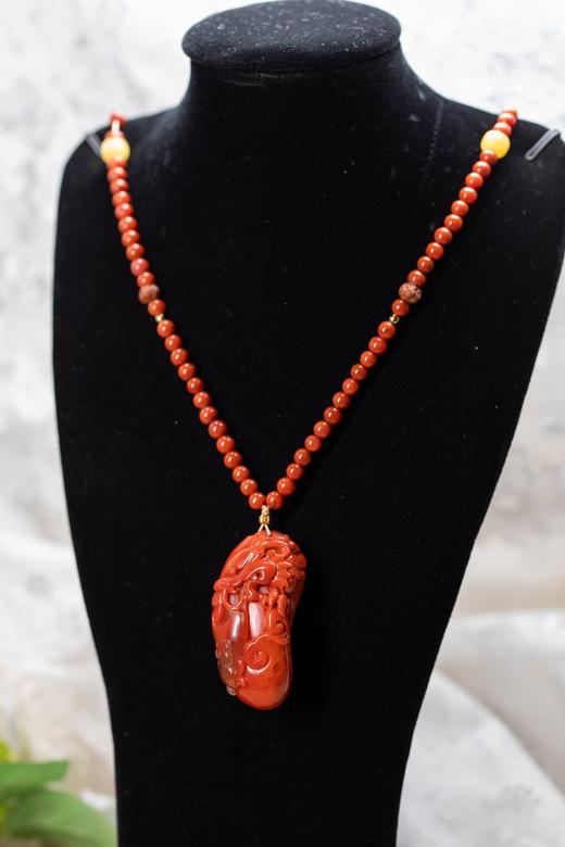 附证书【原矿 天然 ❤️可收藏级别 南红】项链，108珠串，天然柿子红，樱桃红，辣椒红，无裂饱满，值得珍藏【非质量问题不退换】 商品图1