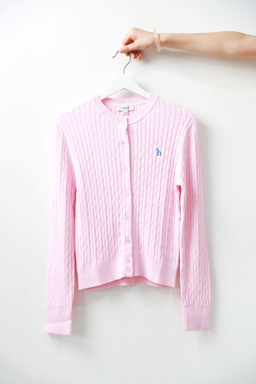 高尔夫绞花开衫，麻花针织毛衣。单排字母纽扣文艺针织衫C083060 商品图7