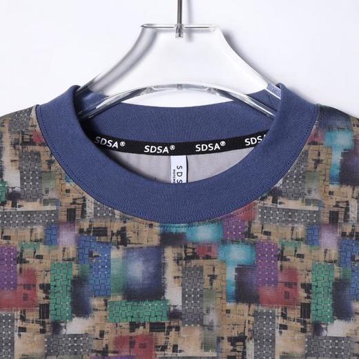 T4781SDSA男士秋冬新款痞帅男装抽象不规则色块圆领长袖T恤宽松网红款 商品图2