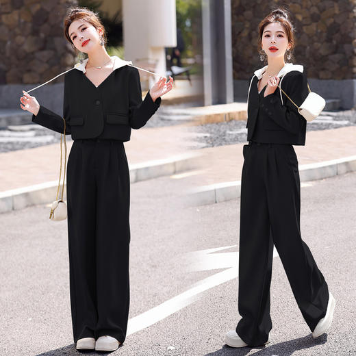休闲西装套装秋气质御姐高级感新款时尚阔腿裤两件套 YF9595 商品图1
