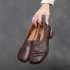 FR 85026软底一脚蹬方头鞋真皮妈妈鞋褶皱软皮单鞋 商品缩略图0