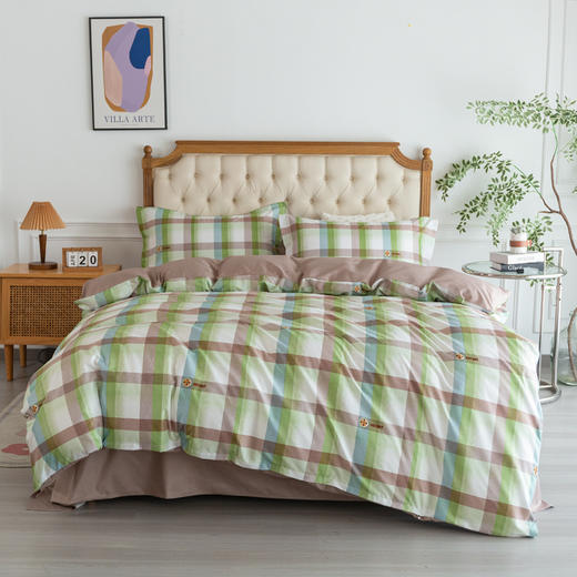 红蜻蜓 亲肤棉四件套-沁爽格韵 HQT-TJ8107  200*230cm 商品图1