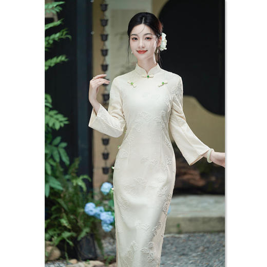 SKY 282220苏杭新中式长款长袖旗袍日常可穿旗袍 商品图3