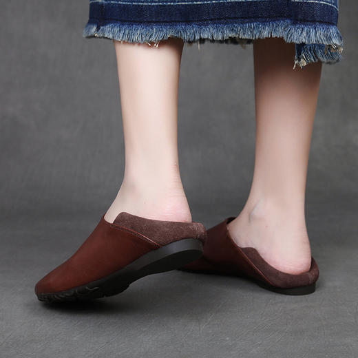 FR 85096一脚蹬牛筋底单鞋森系懒人软底软面妈妈鞋 商品图0