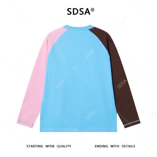 T4692SDSA男士秋冬新款痞帅男装拼色拼接圆领长袖T恤刺绣字母百搭上衣 商品图5
