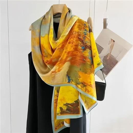 锦缎丝巾女士夏季薄款防晒披肩长款裙子护颈围巾 商品图1