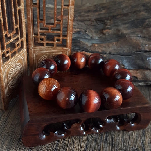 【天然正品】天然细腻约17-18MM木变石配极品发晶猫眼单珠手串17-18MM（皆取最大值）男性现售价：1480特价！040825TJ04 商品图2