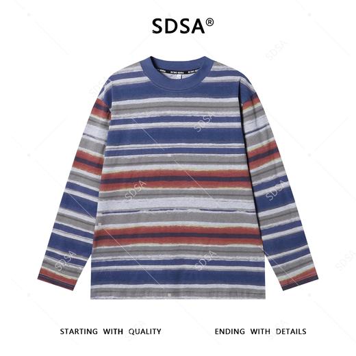 T4676SDSA秋季新款男士痞帅简约休闲撞色条纹圆领长袖T恤小众设计百搭 商品图1