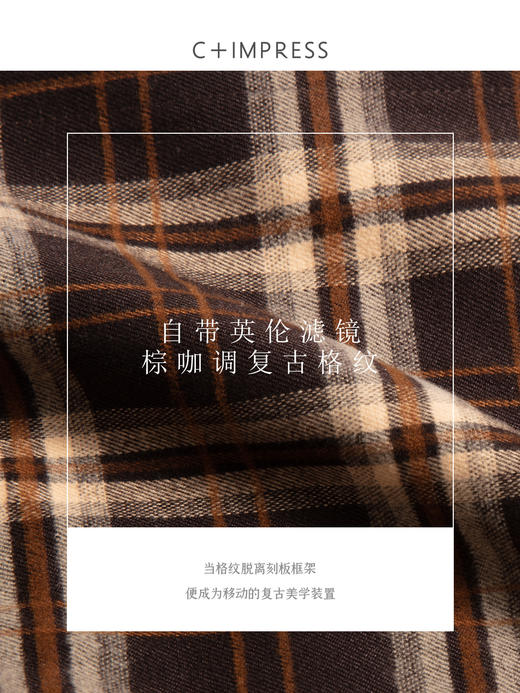C+IMPRESS/西嘉 时髦格纹磨毛长裤复古老钱英伦学院风直筒休闲裤 商品图4