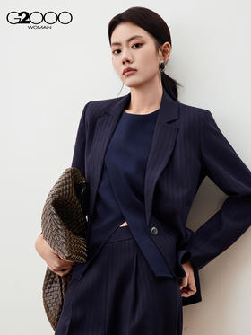 G2000【配送绑带/商场新款】女装FW25柔软舒适暗条纹宽松剪裁西服56216115