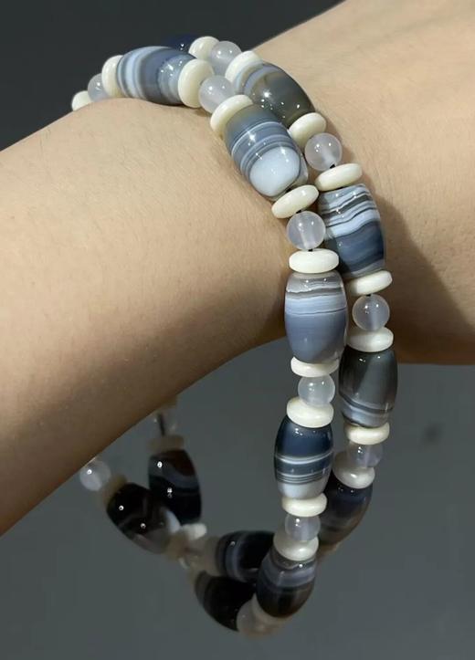 灰白缠丝玛瑙橄榄珠项链，顺丰包邮 商品图12