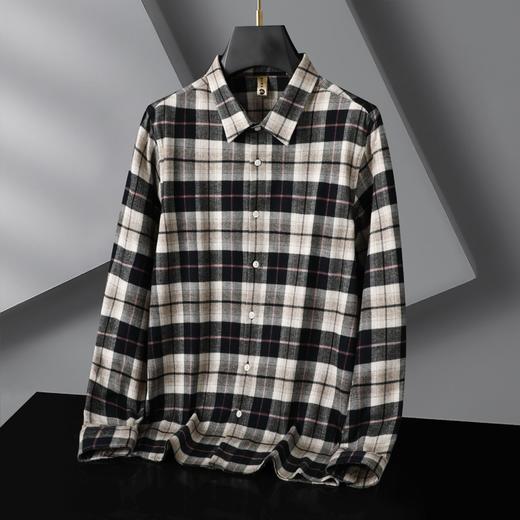 【100%棉】【DG】大依优型大码男装新款长袖衬衫格子衫男加肥加大码时尚休闲方领格子纯棉长袖 商品图5