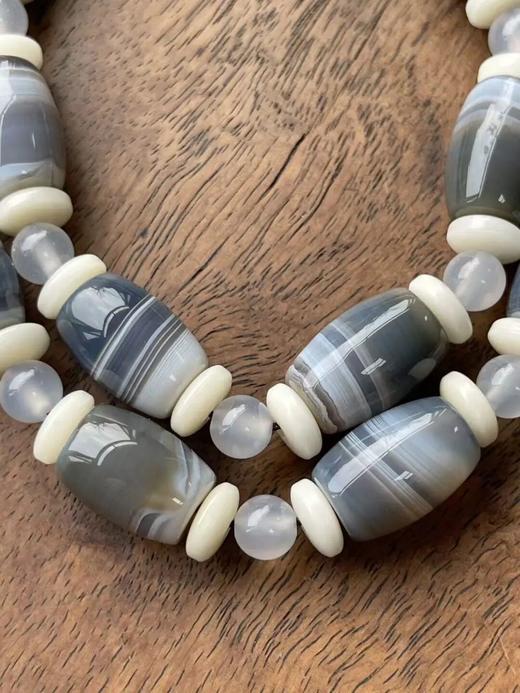 灰白缠丝玛瑙橄榄珠项链，顺丰包邮 商品图8