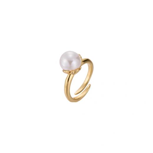 2楼「新品」Fellala/翡拉拉「秋叶」系列珍珠戒指可调节指环高级首饰货号925423802吊牌价699现价629 商品图0