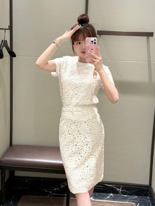 TY29-Moncler盟可睐 SS25 纯色简约花卉编结图案休闲长裙 女款 白色（QQ） 商品图1