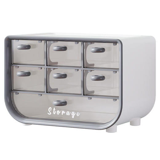 桌面7格抽屉收纳盒多功能桌面整理盒杂物首饰透明盒学生文具笔筒 商品图4