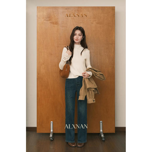 鹿向南「松弛自在」复古蓝色高腰牛仔裤女秋新款显瘦遮肉直筒长裤 商品图1