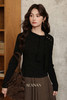 鹿向南「罗曼浮光」高级感黑色长袖T恤女早秋新款显瘦简约上衣L57505 商品缩略图5