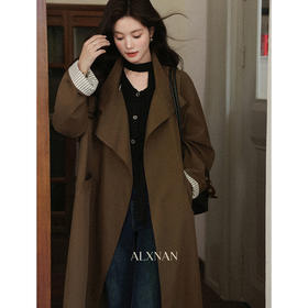 鹿向南「日落大道」时尚复古长款风衣女秋季新款小众咖色宽松外套