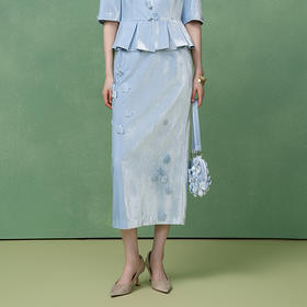 【林栖设计小店】真丝丝绒半身裙手工钉花2025秋季新款长裙女1953053