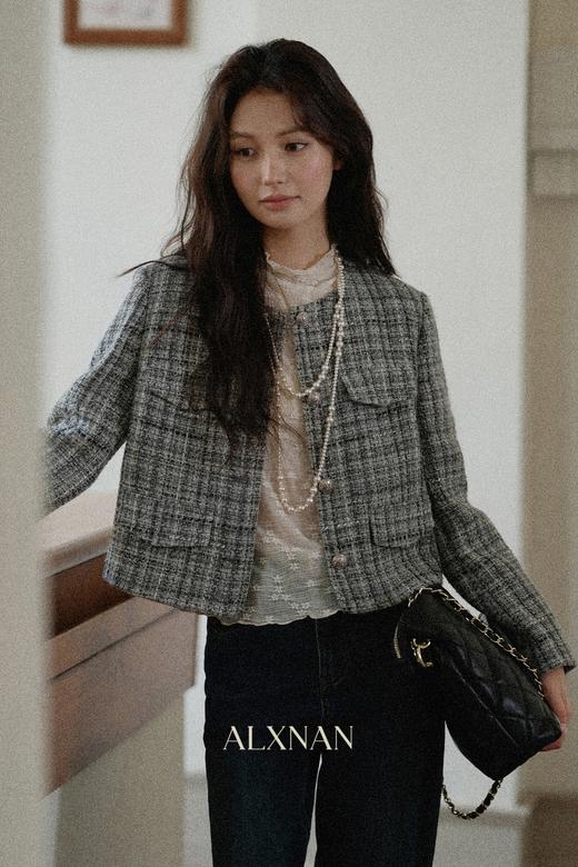 鹿向南「续订秋约」高级感气质灰色小香风短外套女秋新款小众上衣 商品图5