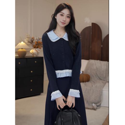 【65折秒杀】鹿向南「月河星沙」秋季新款高腰蓝色半身裙DYL662075 商品图4