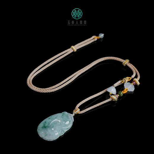 翡翠吊坠-飘花如意配绳42*26#6A01 商品图0