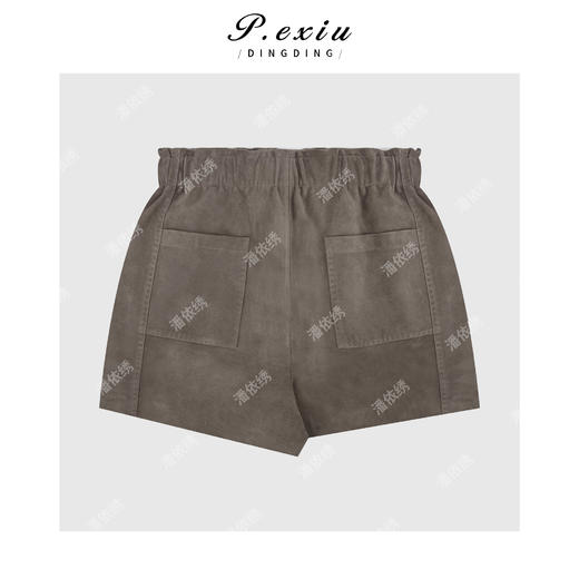 PanYiXiu/潘依绣【舒适有型】绵羊皮松紧腰A字阔腿休闲短裤 D2512 商品图2