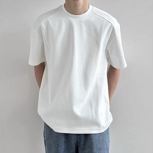 裁缝学苑MH02新款美式复古拼接短袖圆领T恤纸样男装宽松上衣样板 商品图1