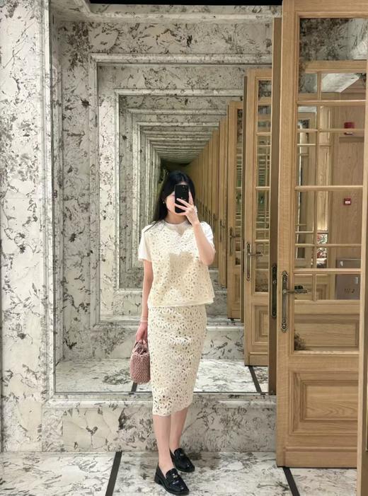 TY29-Moncler盟可睐 SS25 纯色简约花卉编结图案休闲长裙 女款 白色（QQ） 商品图3