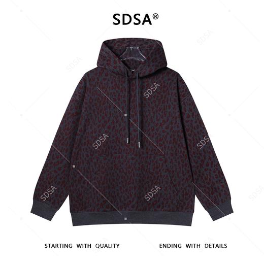 WY1080SDSA男士秋冬新款痞帅男装撞色豹纹印花抽绳连帽卫衣宽松简约上衣 商品图1
