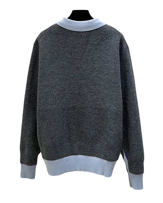 中性款有领假两件针织毛衣017 商品图1