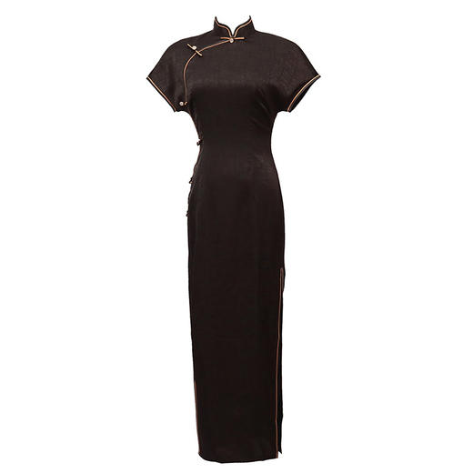 黑色旗袍改良少女复古老上海中国风修身日常连衣裙长款文艺复古 商品图4