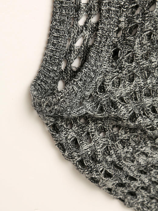 镂空钩花圆领针织衫女 宽松显瘦长袖上衣 商品图2