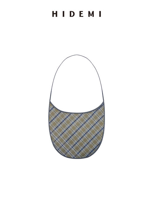HIDEMI 极简色织格纹拉绒经典月牙包 商品图7
