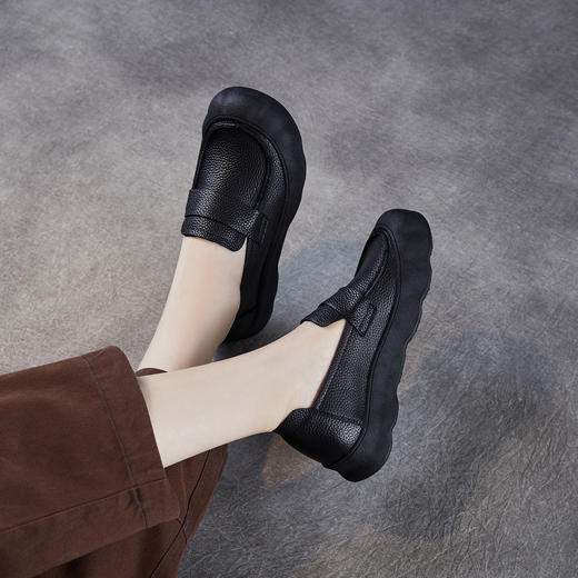 复古软底舒适女鞋，真皮一脚蹬平底妈妈鞋ZM258602 商品图2