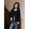 鹿向南「温莎情书」早秋黑色圆领长袖针织开衫新款宽松休闲上衣女 商品缩略图2