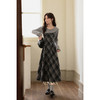 鹿向南「黎明暮歌」法式复古格子连衣裙女秋季新款气质A字长裙子 商品缩略图1
