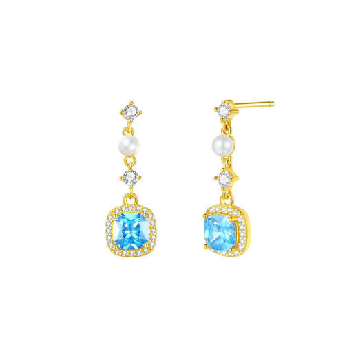 蓝色方糖耳钉S925纯银轻奢高级感镶钻生日礼物送女友EP7059 商品图3