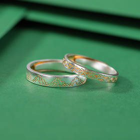 S999.9足银描金海誓山盟，新中式情侣对戒AB版设计感戒指CW-JZ07177