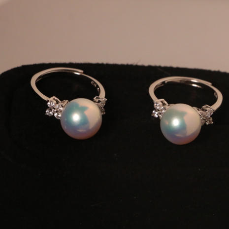 ji光甄选 强冷光淡水珍珠戒指 han见珠光 10-11mm 基本正圆轻微生长痕迹在侧背面 面无暇 纯银配件 对标澳白光感 澳白平替 商品图2