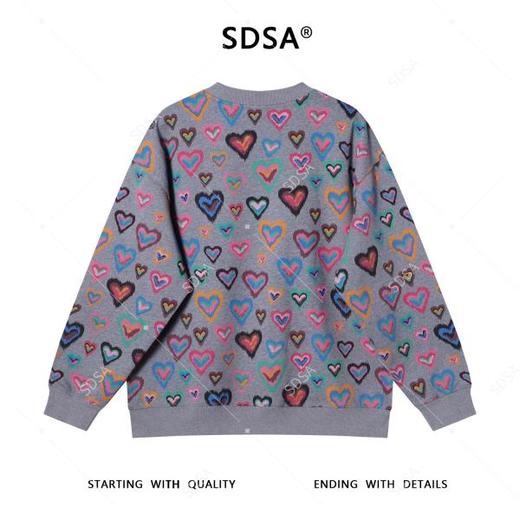 WY1074SDSA男士秋冬新款痞帅男装彩色爱心印花圆领卫衣百搭舒适套头上衣 商品图5